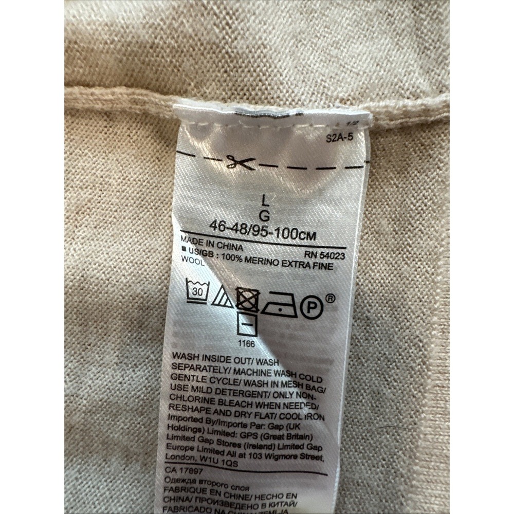 Banana Republic Cardigan Women Beige SzL 100%Merino Wool Duster Comfy Extra Fine - Picture 3 of 10